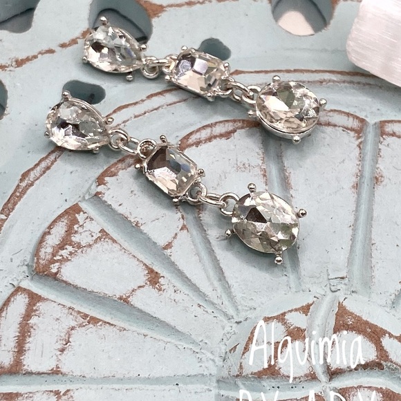Alquimia silver cubic zirconia statement big dangle chandelier earrings - Picture 1 of 2
